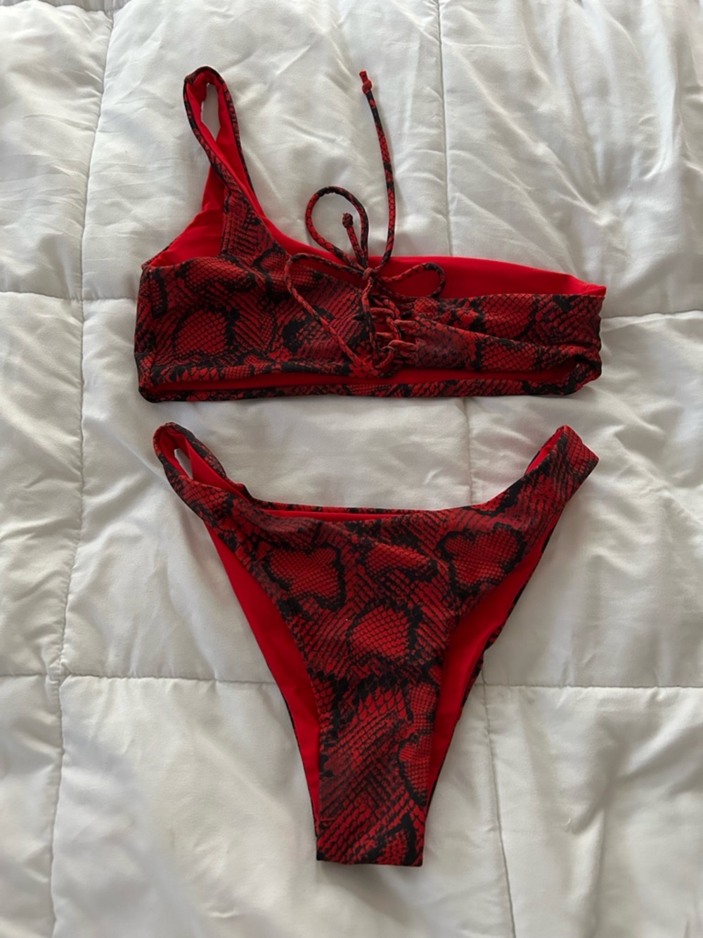 Red Snake Skin Bikini
